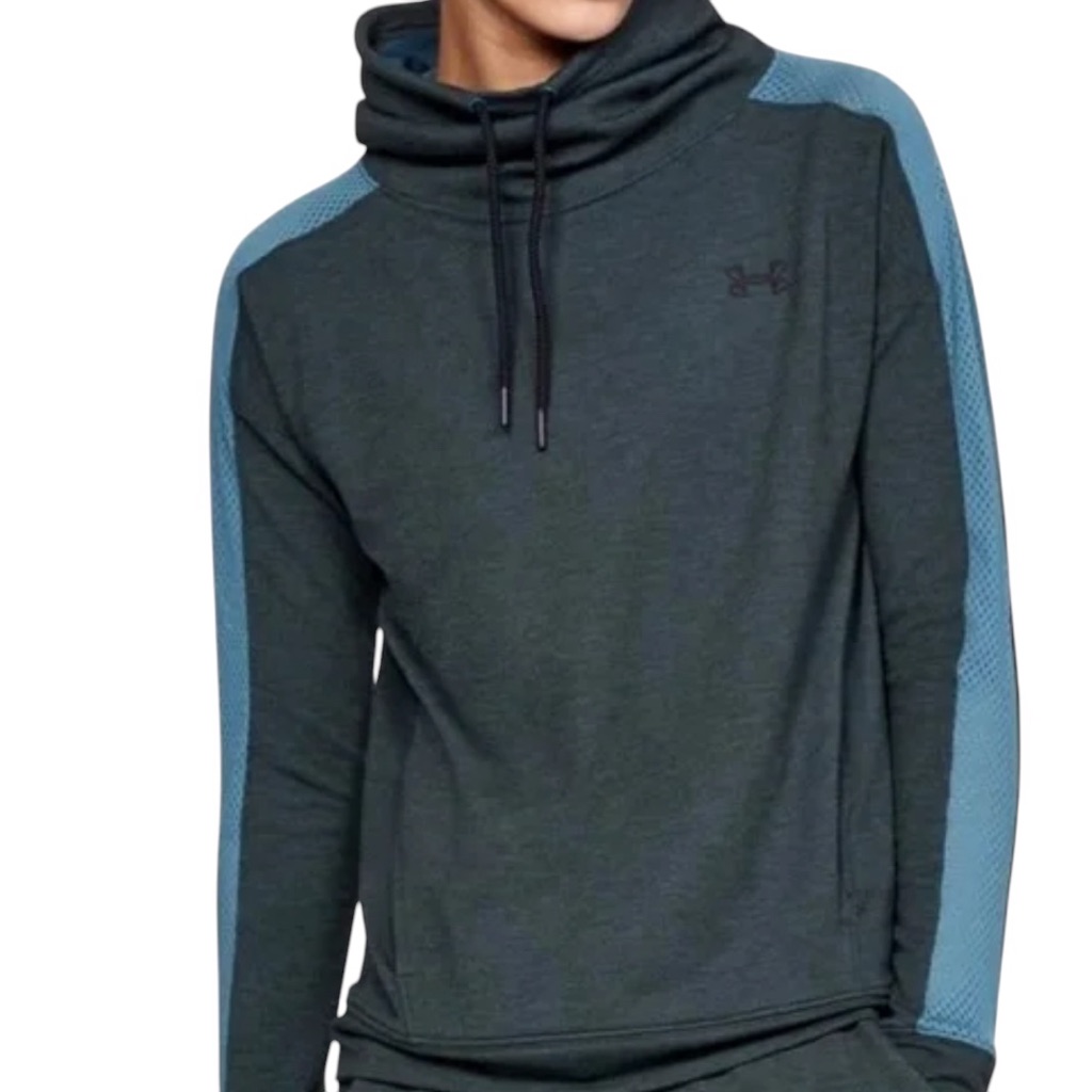 Under Armour Funnel Neck Fleece Sweatshirt Bright Blue Athletic Pullover Small
